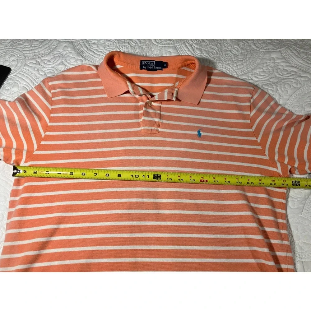 Polo Ralph Lauren Pique Short Sleeve Polo Mens XL Orange White Cotton Preppy